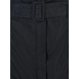 Black Pencil Skirt with Adjustable Belt with Buckle and Geometric Stitching in Tech Fabric Woman