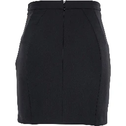 Black Skirt with Metallic Pendant and Patch Pockets in Fabric Woman