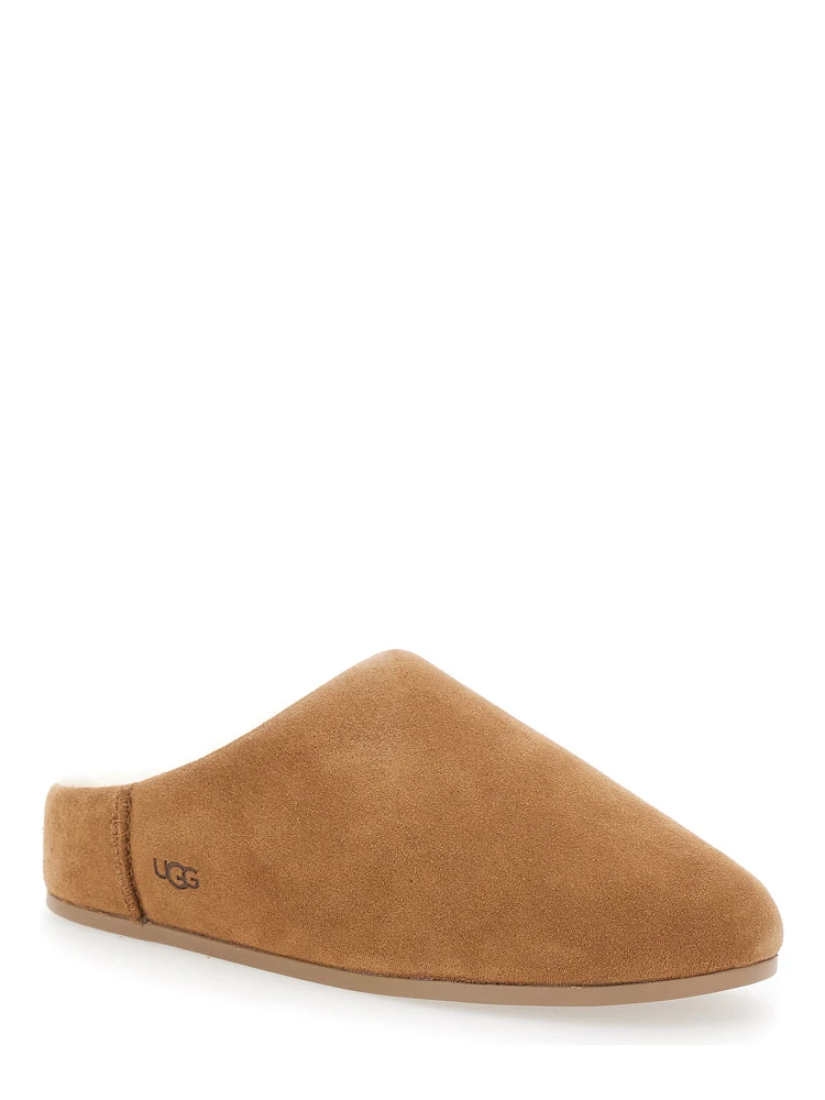 Elea Beige Mules with Logo Lettering on the Side and Shearling Lining in Suede Woman alternative