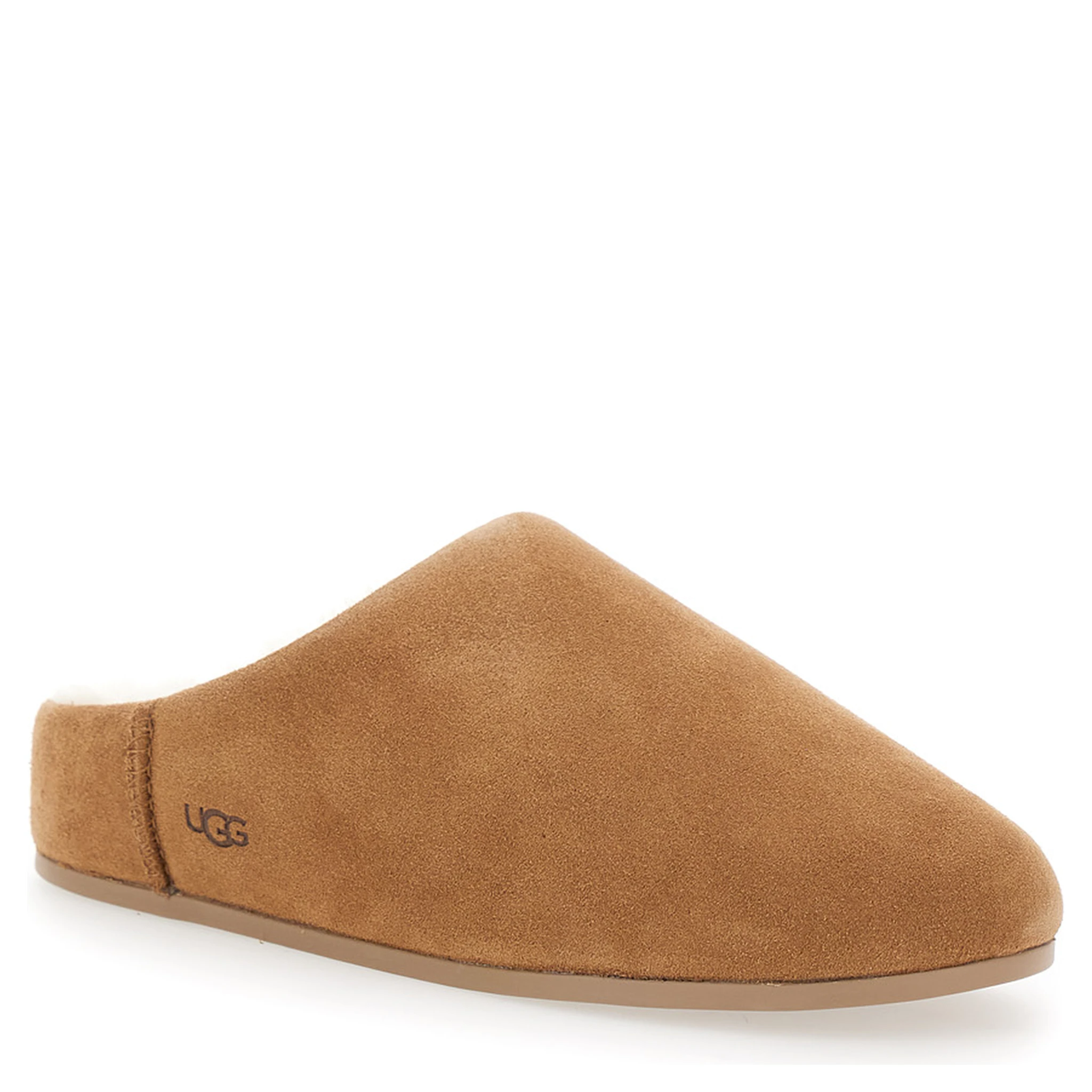 Elea Beige Mules with Logo Lettering on the Side and Shearling Lining in Suede Woman
