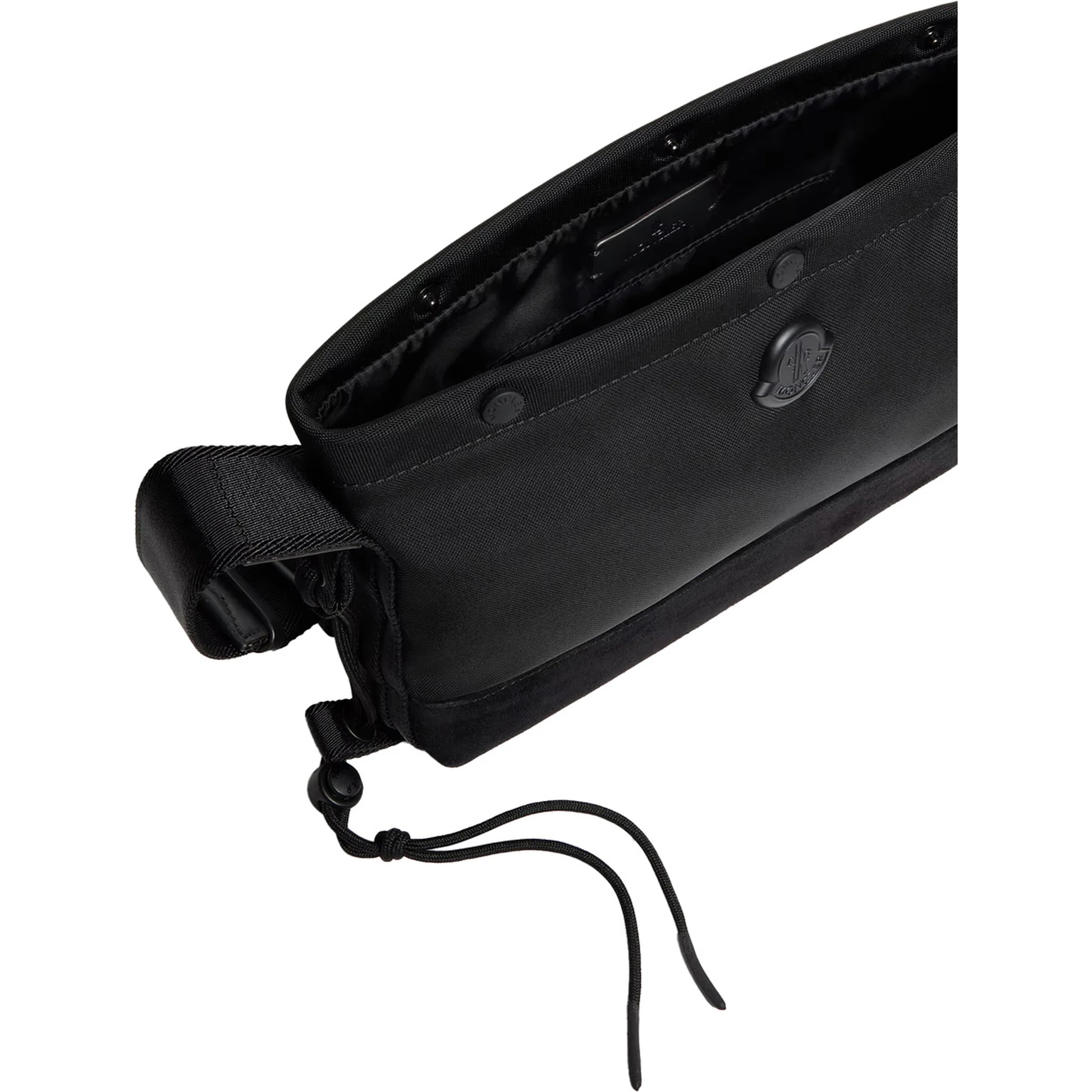 Black Crossbody Bag with Logo Plaque on the Front in Tech Fabric Man