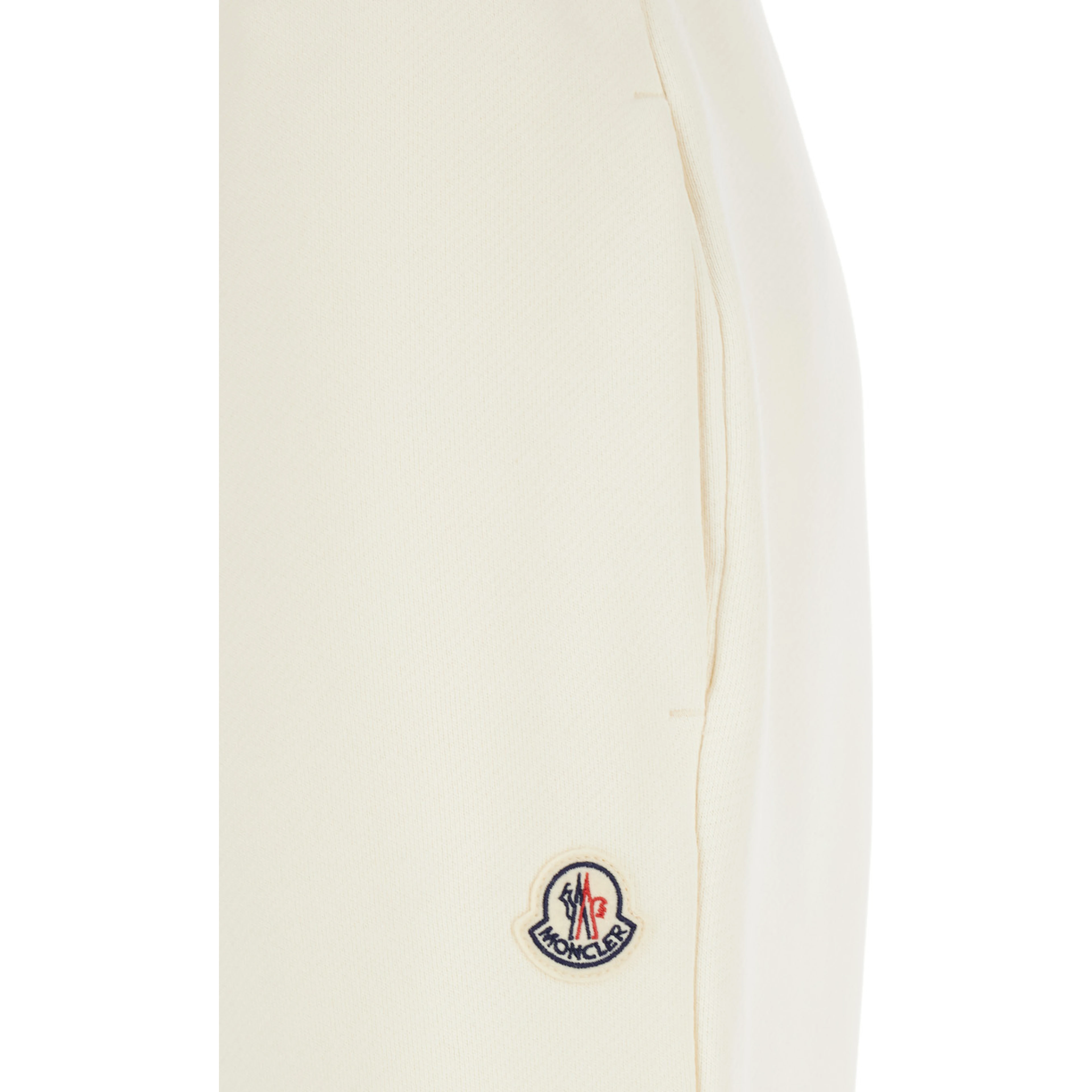 White Pants with Elastic Drawstring Waist and Logo Patch on the Side in Cotton Blend Woman