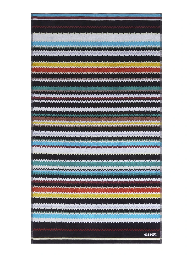 Curt Multicolor Beach Towel with All-Over ZigZag Motif in Cotton Home