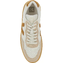 V90 Beige Sneaker with Side Logo and Perforated Toe in Leather Unisex