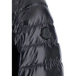 Knut Black Down Jacket with High Neck and Logo Patch on the Sleeve in Tech Fabric Woman