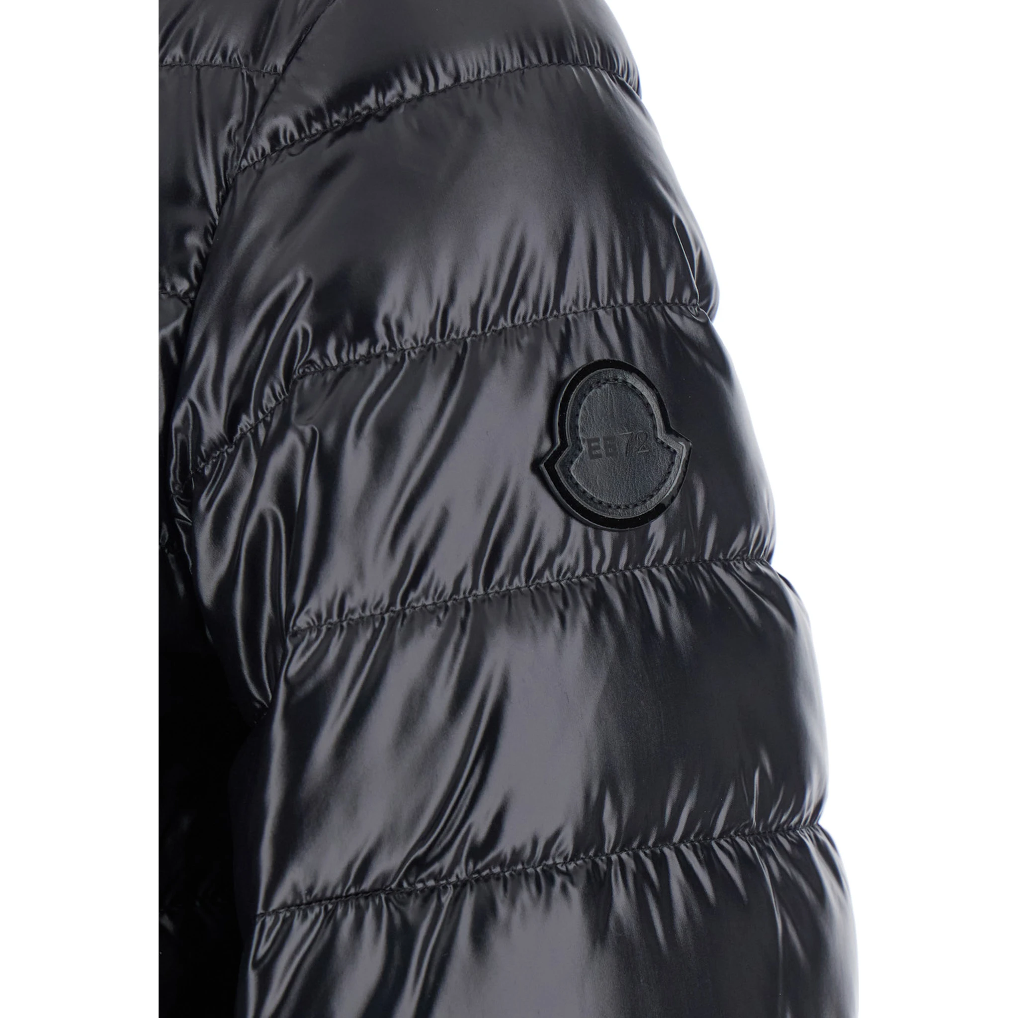 Knut Black Down Jacket with High Neck and Logo Patch on the Sleeve in Tech Fabric Woman