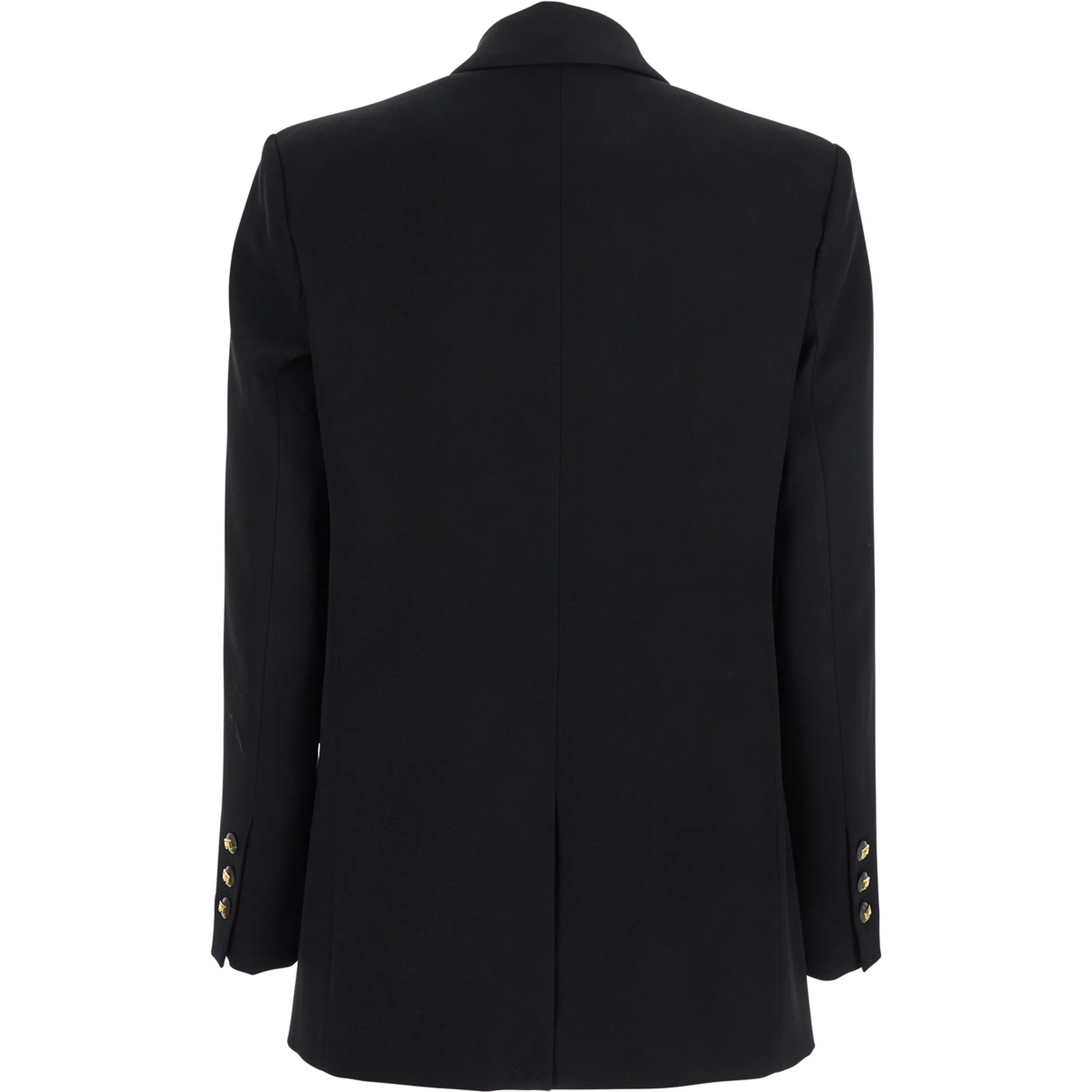 Black Double-Breasted Jacket with Notched Revers in Wool Blend Woman