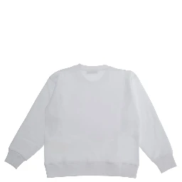 White Crewneck T-Shirt with Maxi Logo Print on the Front in Cotton Boy