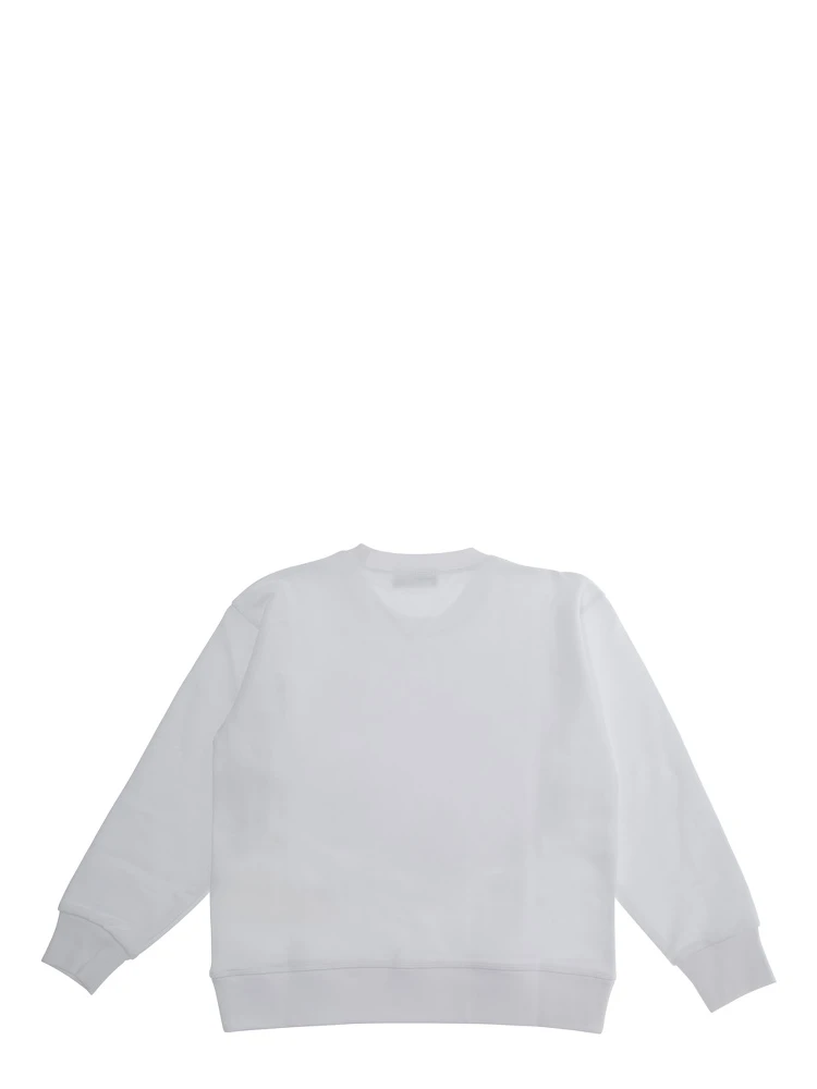 White Crewneck T-Shirt with Maxi Logo Print on the Front in Cotton Boy alternative
