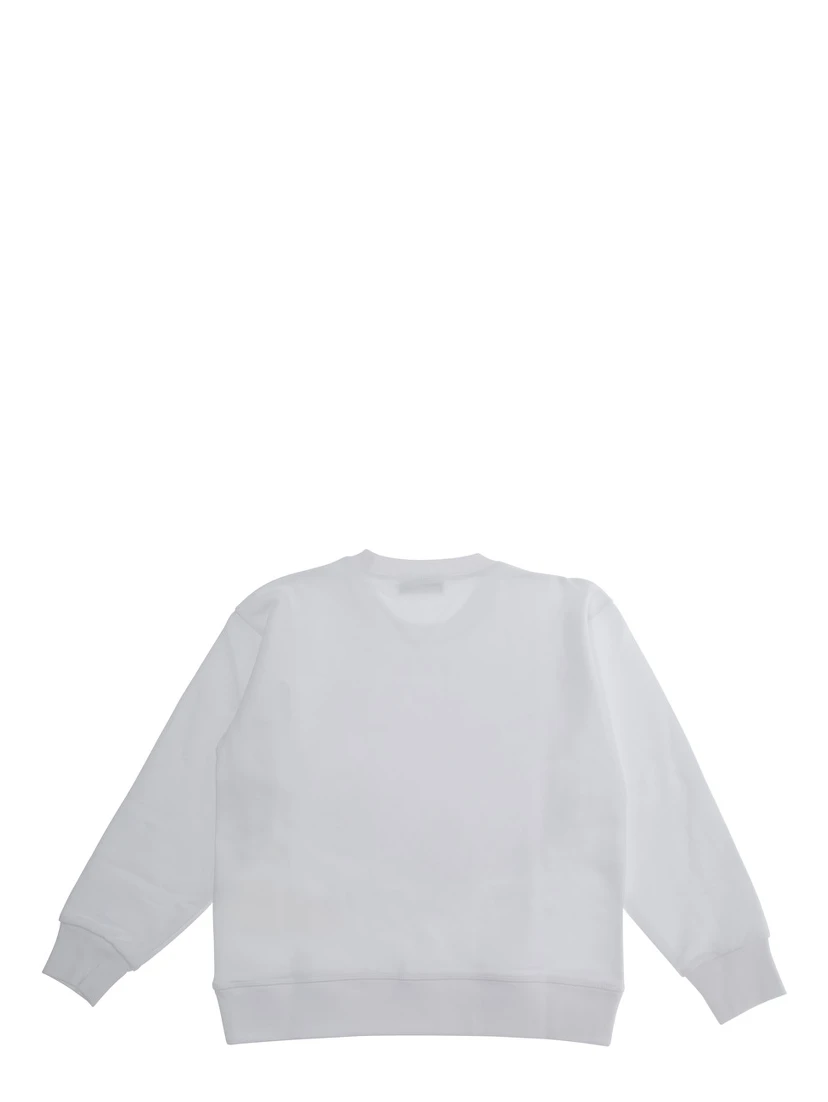 White Crewneck T-Shirt with Maxi Logo Print on the Front in Cotton Boy
