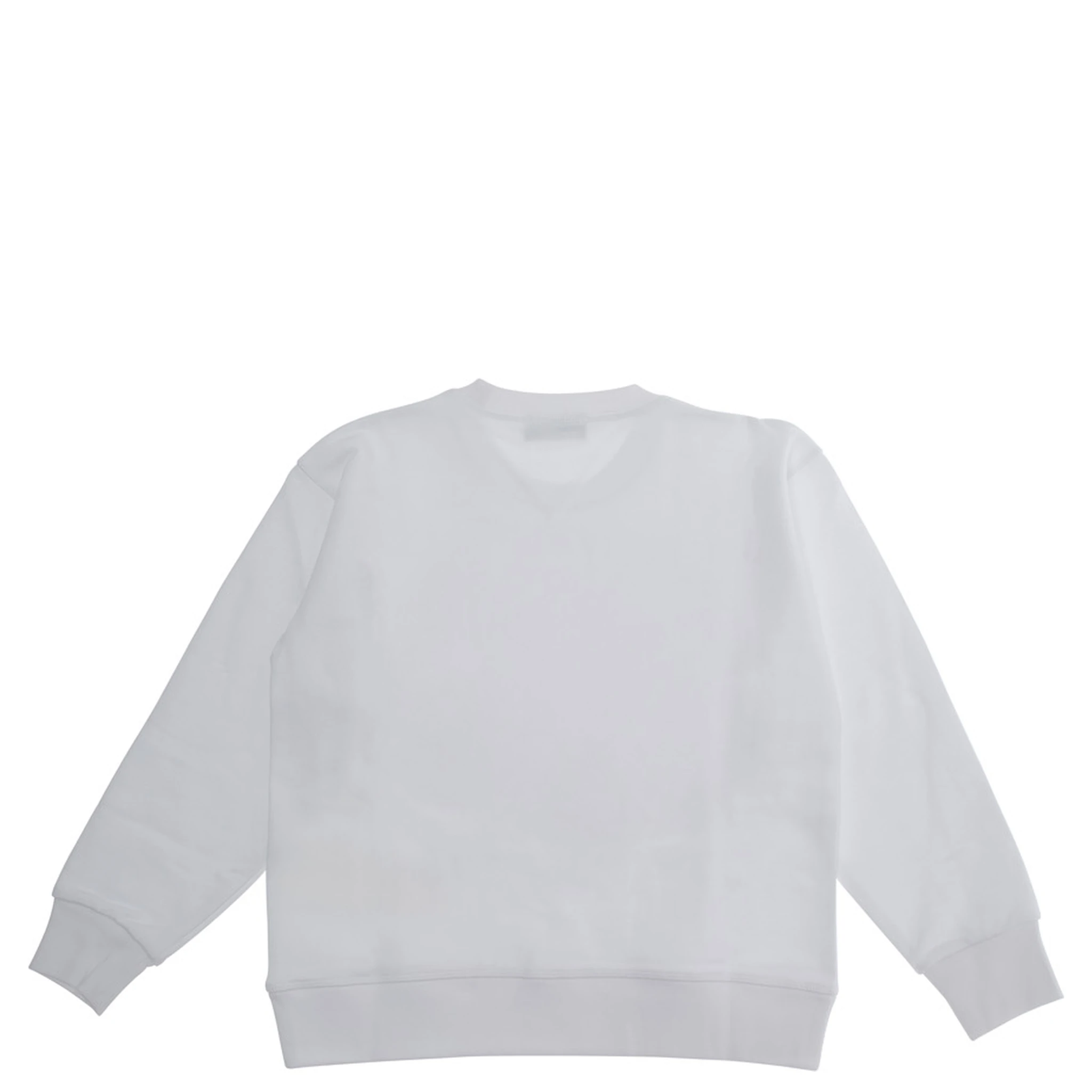 White Crewneck T-Shirt with Maxi Logo Print on the Front in Cotton Boy