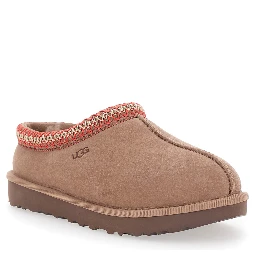 Tasman Beige Mules with Embossed Logo in Suede Woman