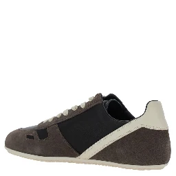 Black Low-Top Sneakers with Suede Inserts in Leather Woman