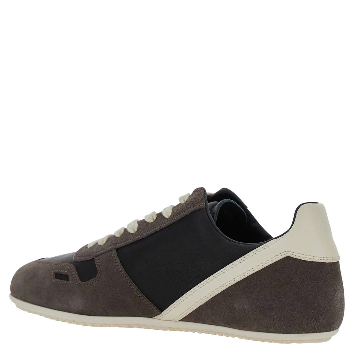Black Low-Top Sneakers with Suede Inserts in Leather Woman