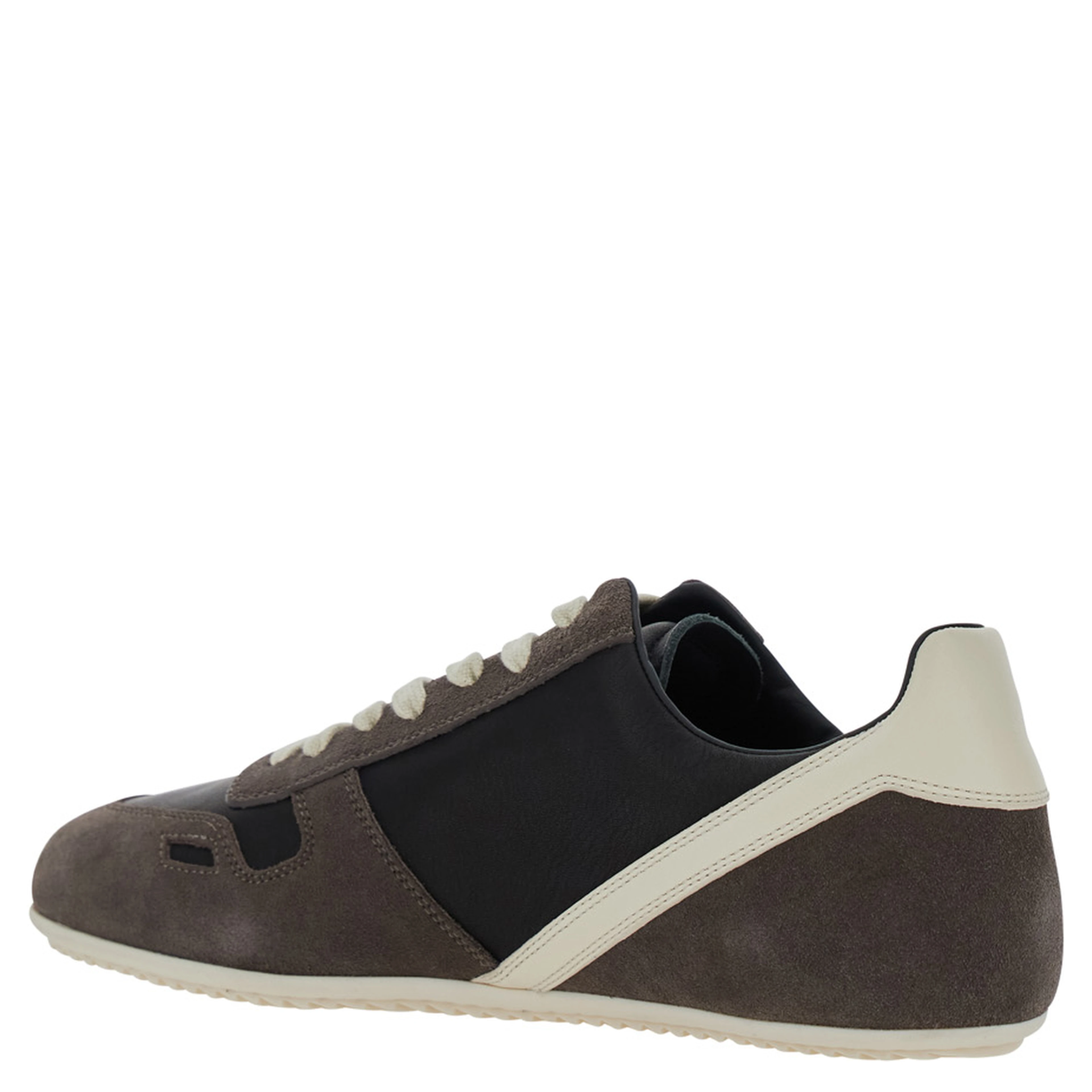 Black Low-Top Sneakers with Suede Inserts in Leather Woman