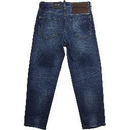 Boss 10 Blue Jeans with Logo Patch on the Rear and Ripped Details in Denim Boy