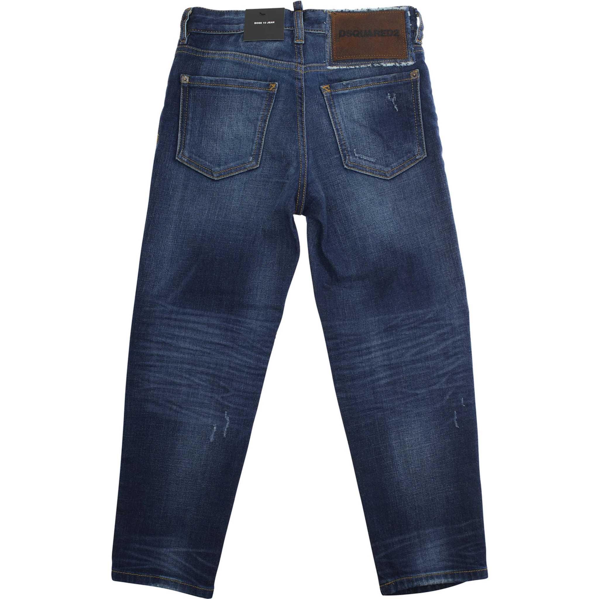 Boss 10 Blue Jeans with Logo Patch on the Rear and Ripped Details in Denim Boy