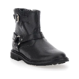 Black Ankle Boots with Harness Detail in Rubber Girl