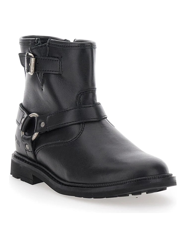 Black Ankle Boots with Harness Detail in Rubber Girl alternative