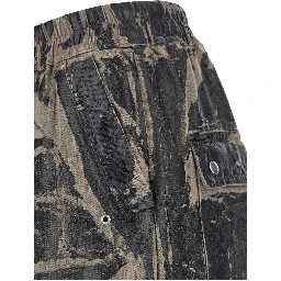 Geth Belas BlackTrousers with Destroyed Look and Drawstring Waist in Cotton Man