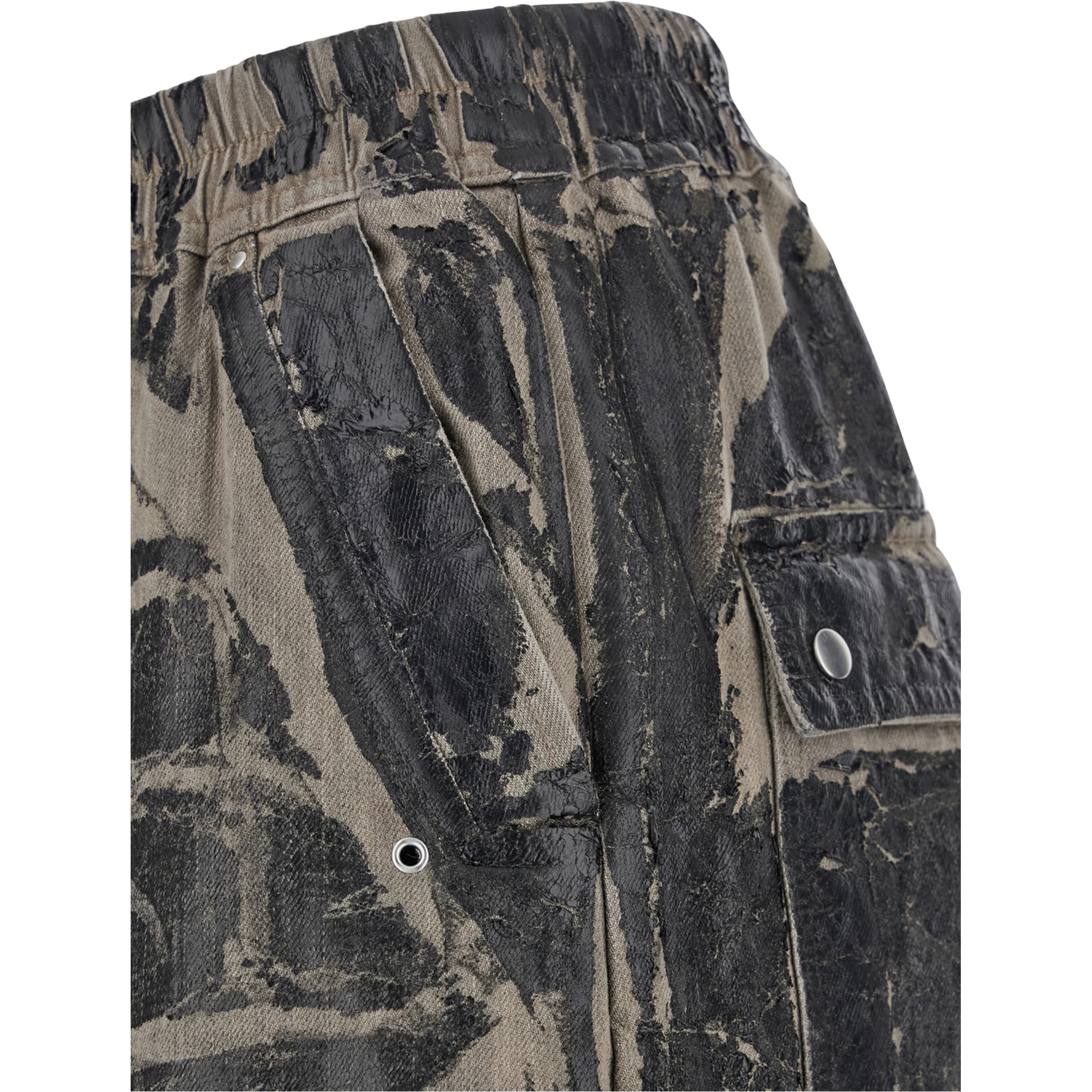 Geth Belas BlackTrousers with Destroyed Look and Drawstring Waist in Cotton Man