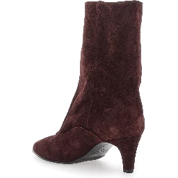 Joelle Bordeaux Ankle Boots with Pointed Design and Low Heel in Suede Woman
