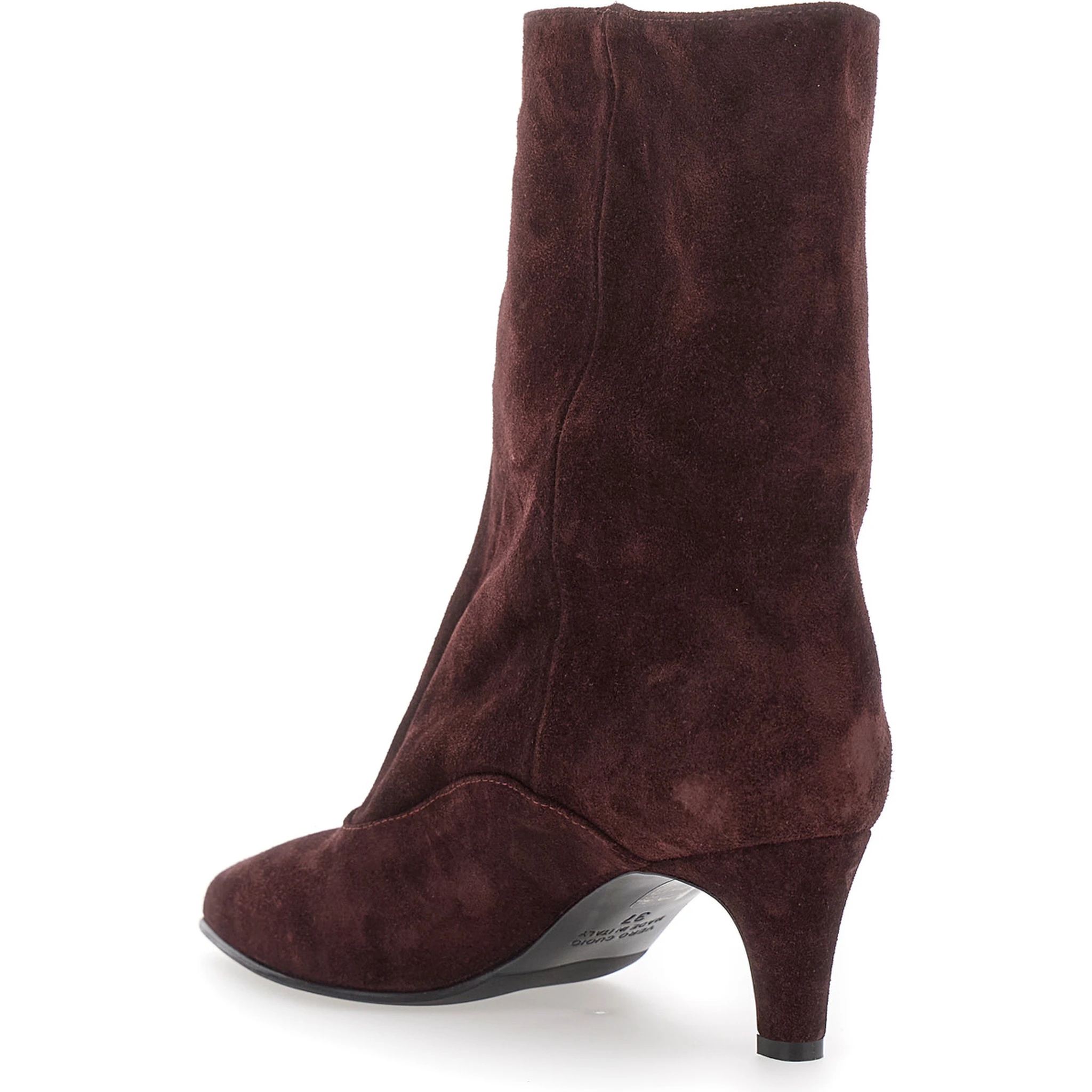 Joelle Bordeaux Ankle Boots with Pointed Design and Low Heel in Suede Woman