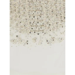 White Jumpsuit with Front Neckline and Rhinestone Application in Fabric Woman