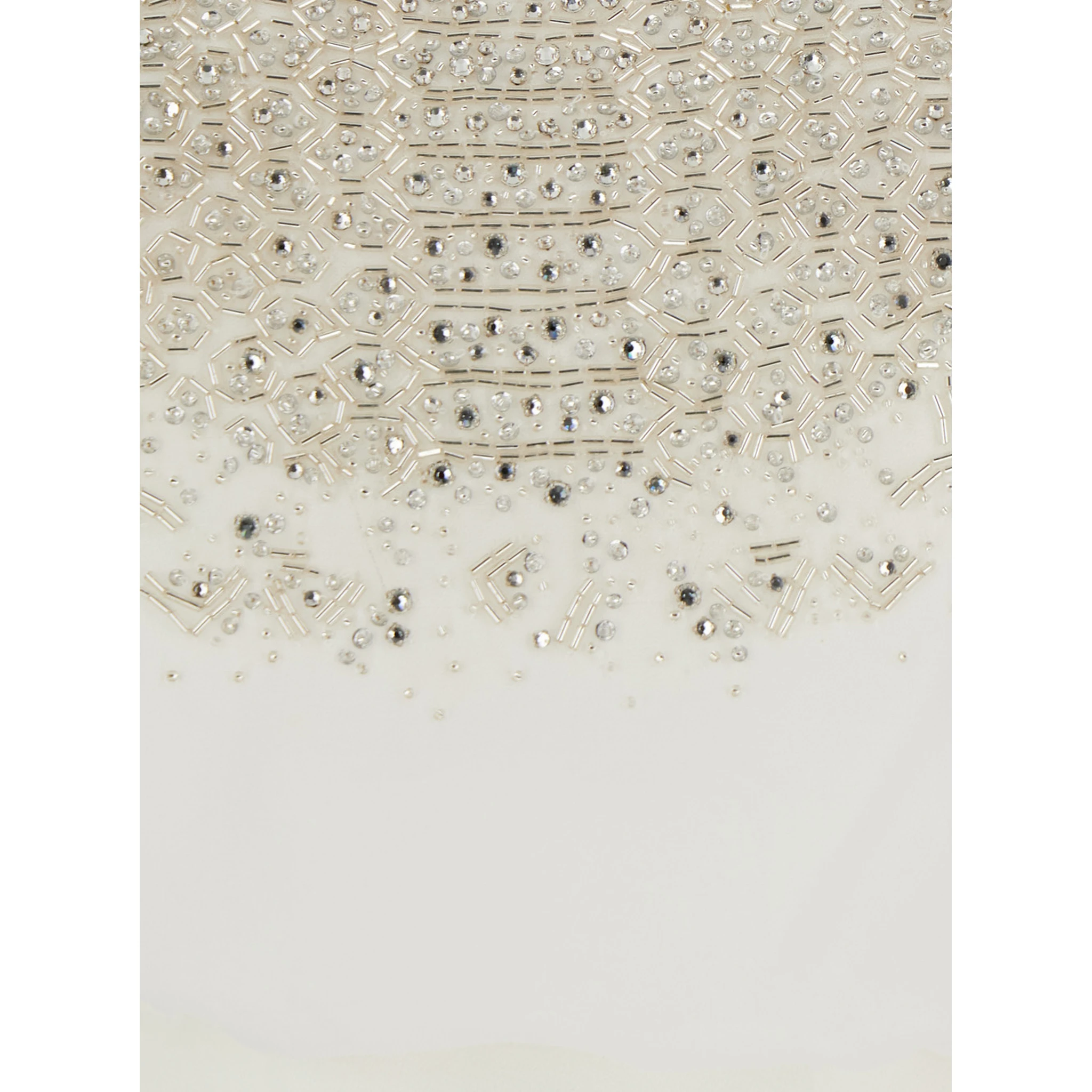 White Jumpsuit with Front Neckline and Rhinestone Application in Fabric Woman