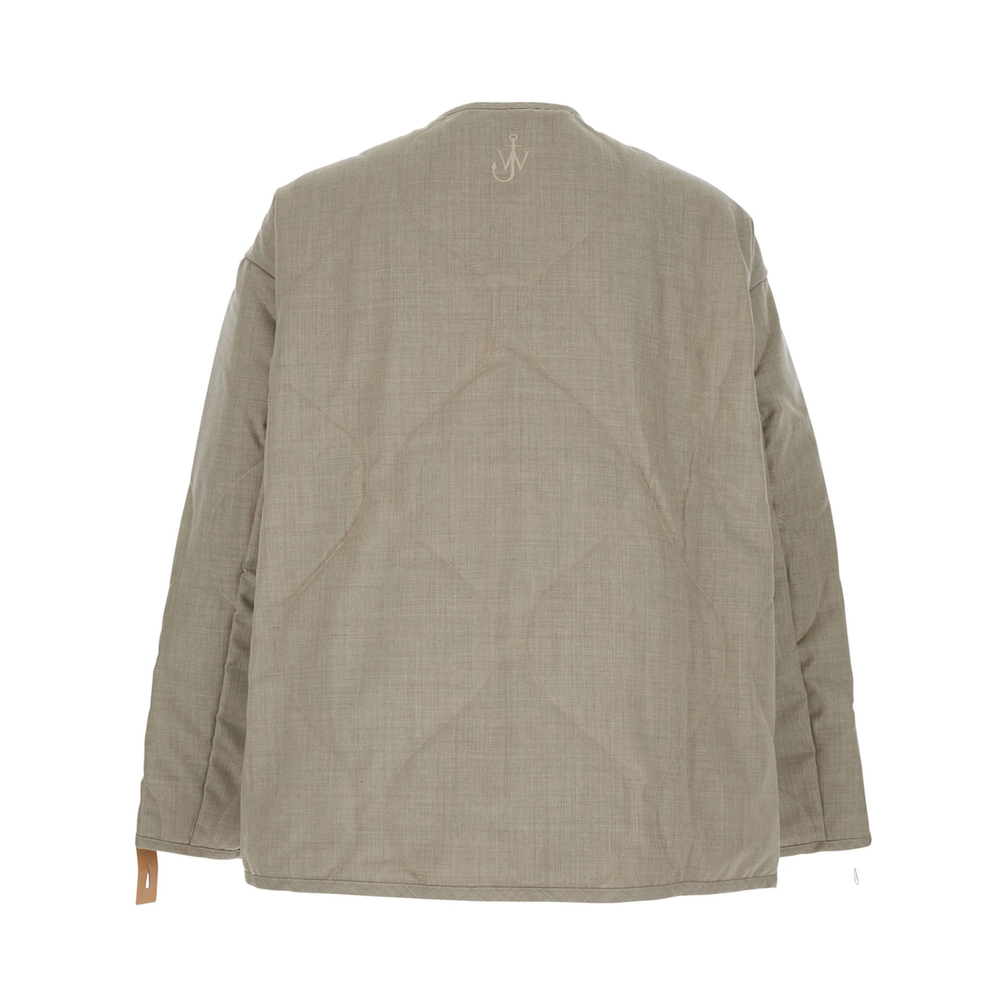 Beige Crewneck Jacket with Quilted Design on the Front and Logo Embroidery on the Rear in Fabric Man