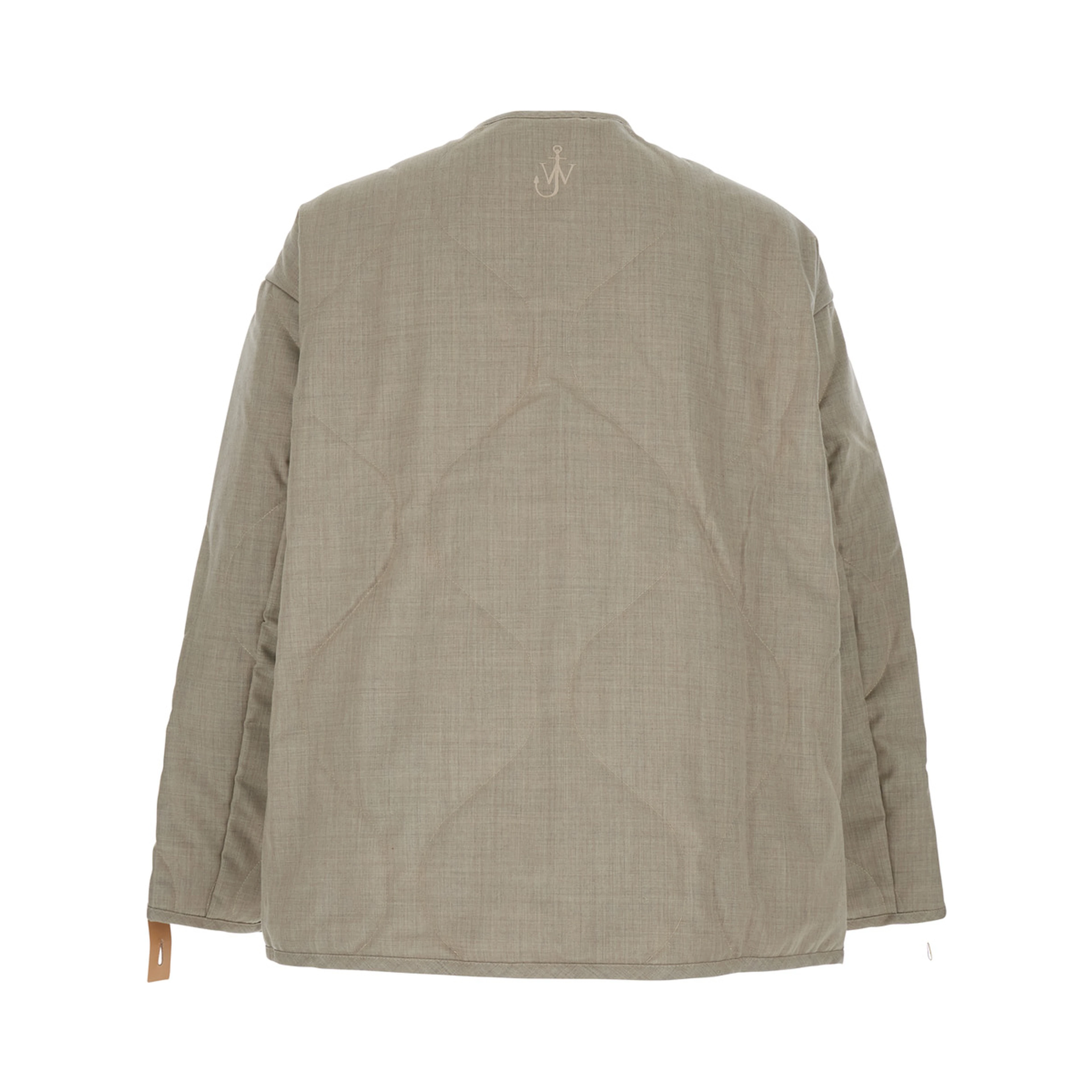 Beige Crewneck Jacket with Quilted Design on the Front and Logo Embroidery on the Rear in Fabric Man