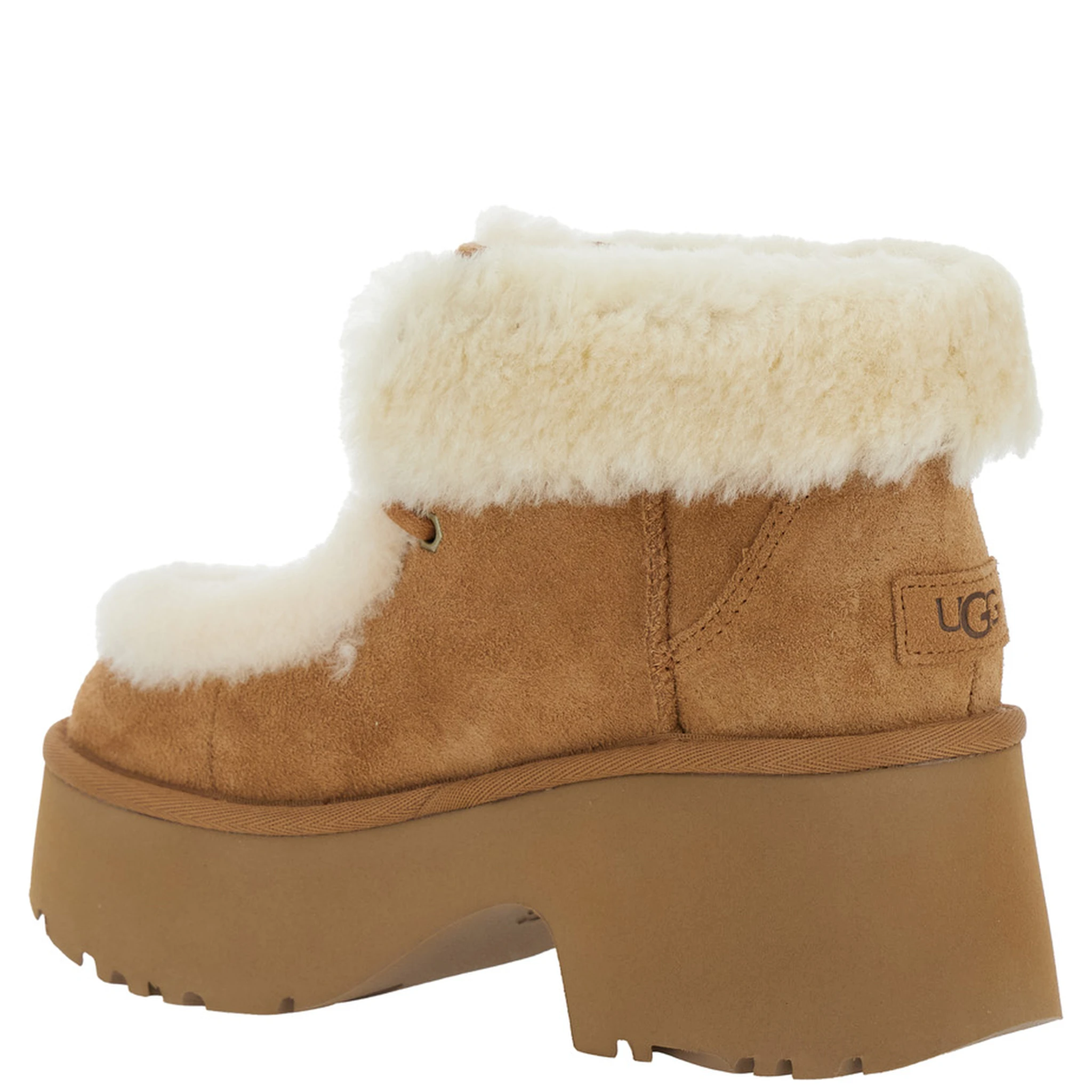 Esmee Beige Ankle Boots with Fur Detailing and Platform in Suede Woman