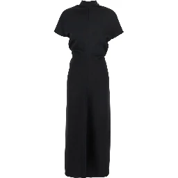 Black High Neck Dress in Cady for Women