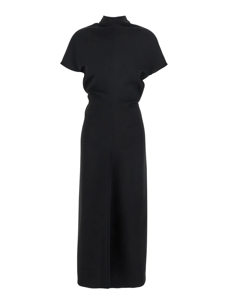 Black High Neck Dress in Cady for Women