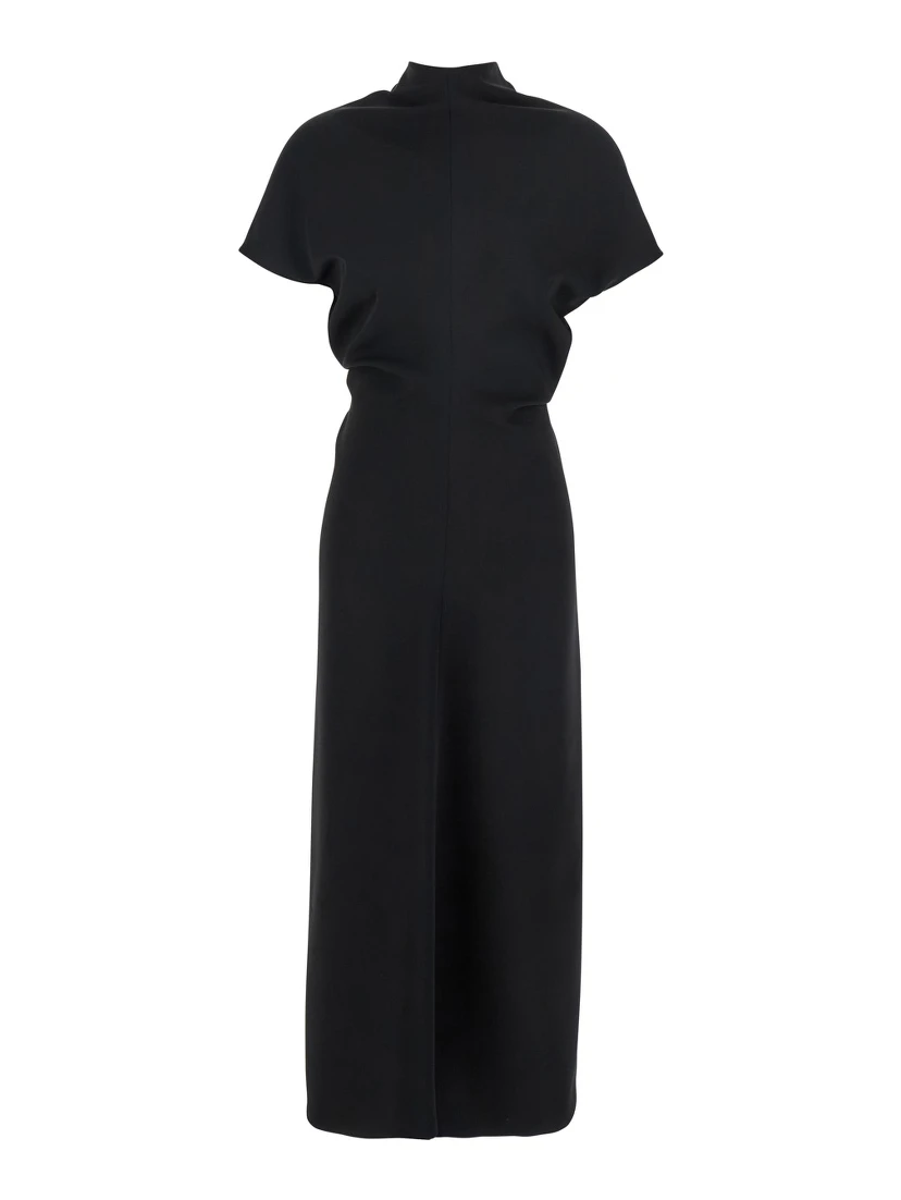 Black High Neck Dress in Cady for Women