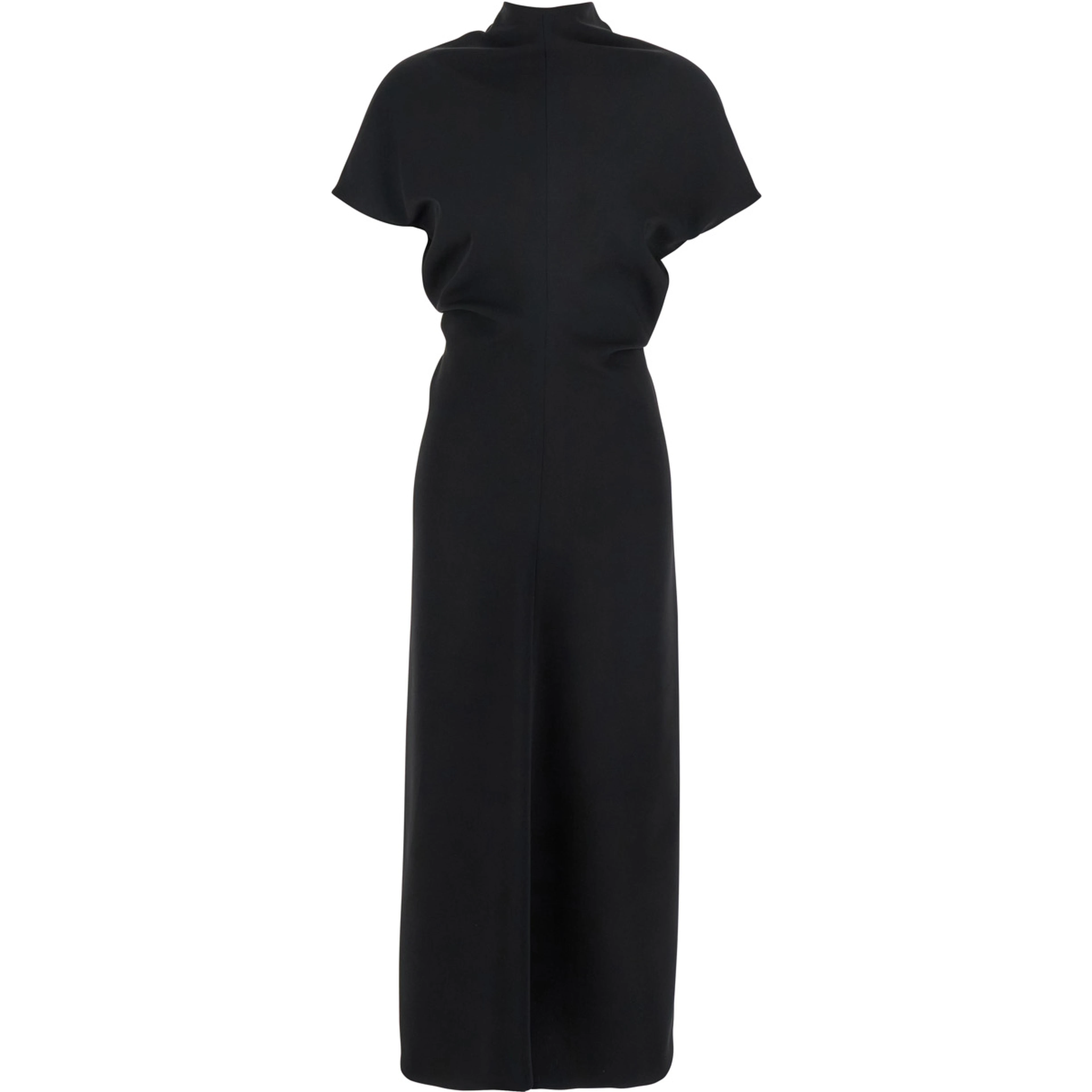 Black High Neck Dress in Cady for Women