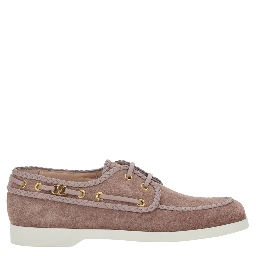 Beige Loafers with Front Laces and Chunky Decorative Laces in Suede Woman