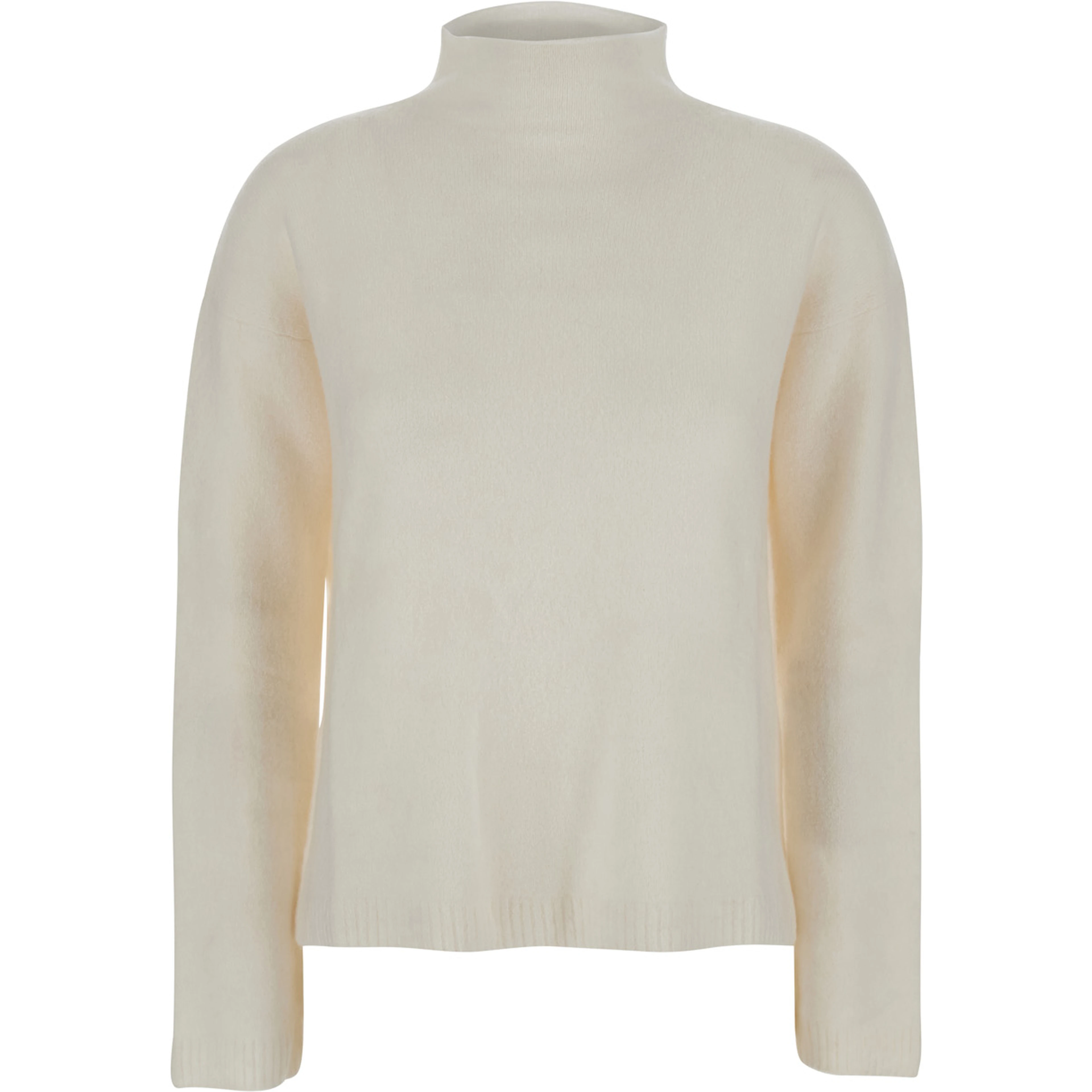 Orlaya White Sweater with High Neck and Dropped Shoulders in Cashmere Blend Woman