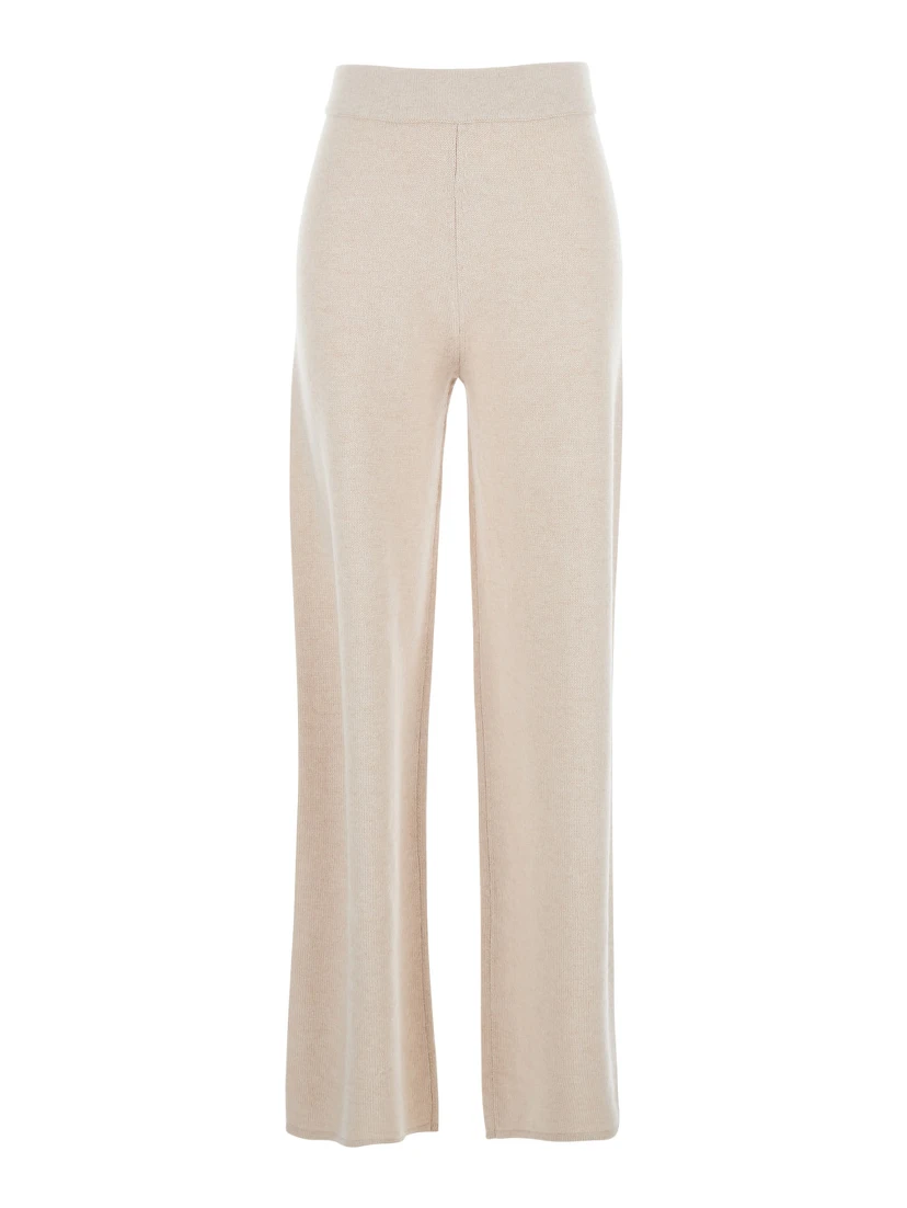 Mortitz Beige Trousers with Elastic Waist in Wool Blend Woman