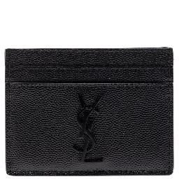 Black Card-Holder with Tonal Cassandre in Grain de Poudre Leather Man