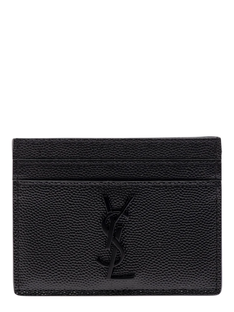 Black Card-Holder with Tonal Cassandre in Grain de Poudre Leather Man