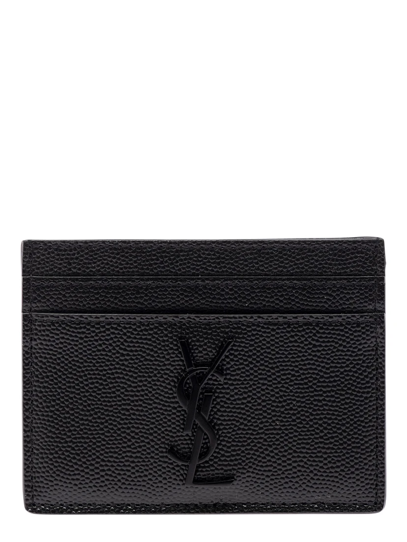 Black Card-Holder with Tonal Cassandre in Grain de Poudre Leather Man