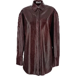 Borel Bordeaux Jacket with Classic Collar and Front Button Closure in Leather Woman