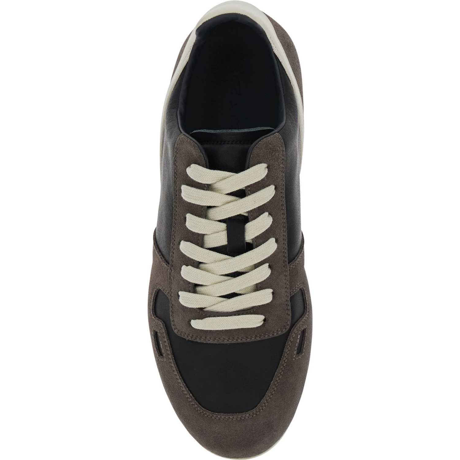 Black Low-Top Sneakers with Suede Inserts in Leather Woman