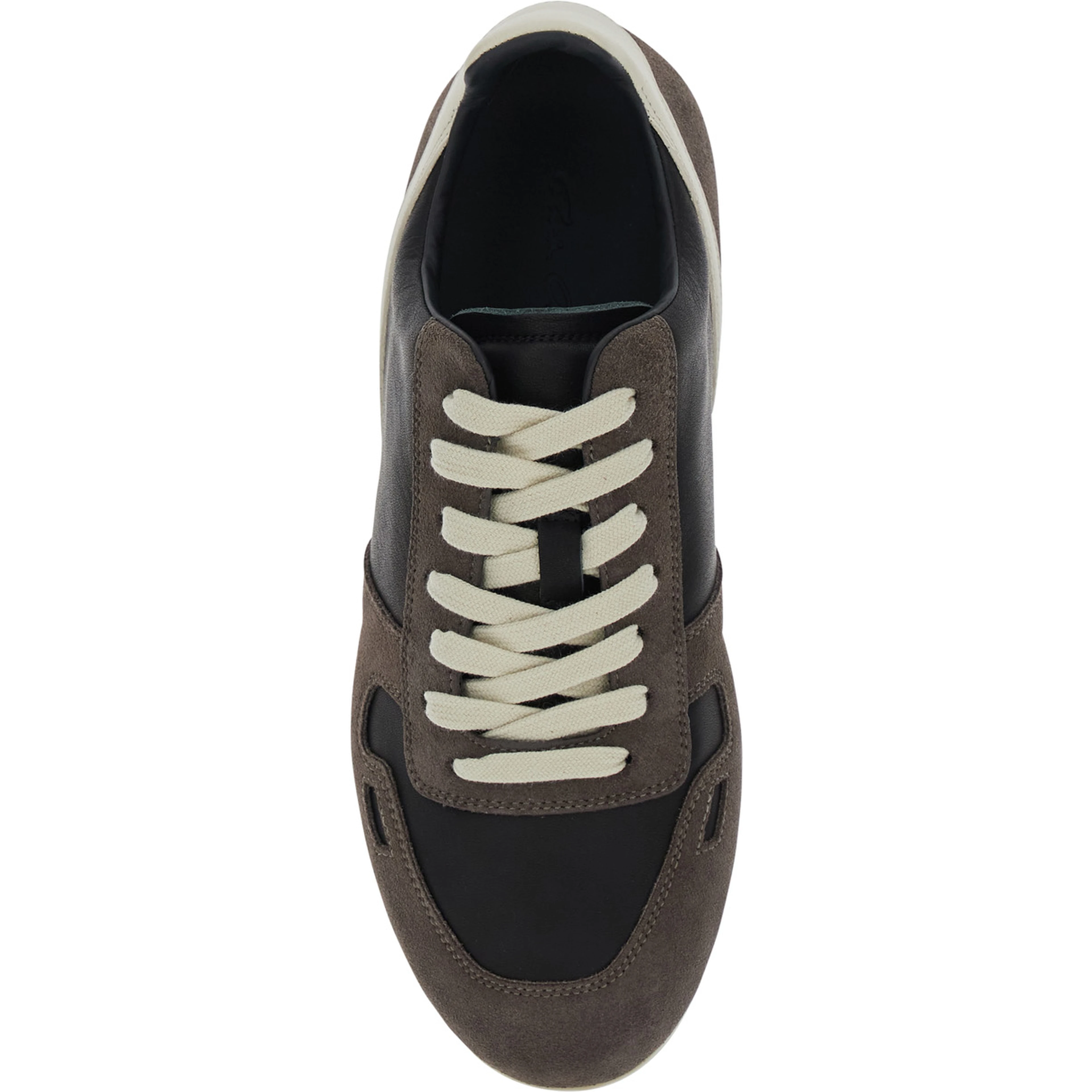 Black Low-Top Sneakers with Suede Inserts in Leather Woman