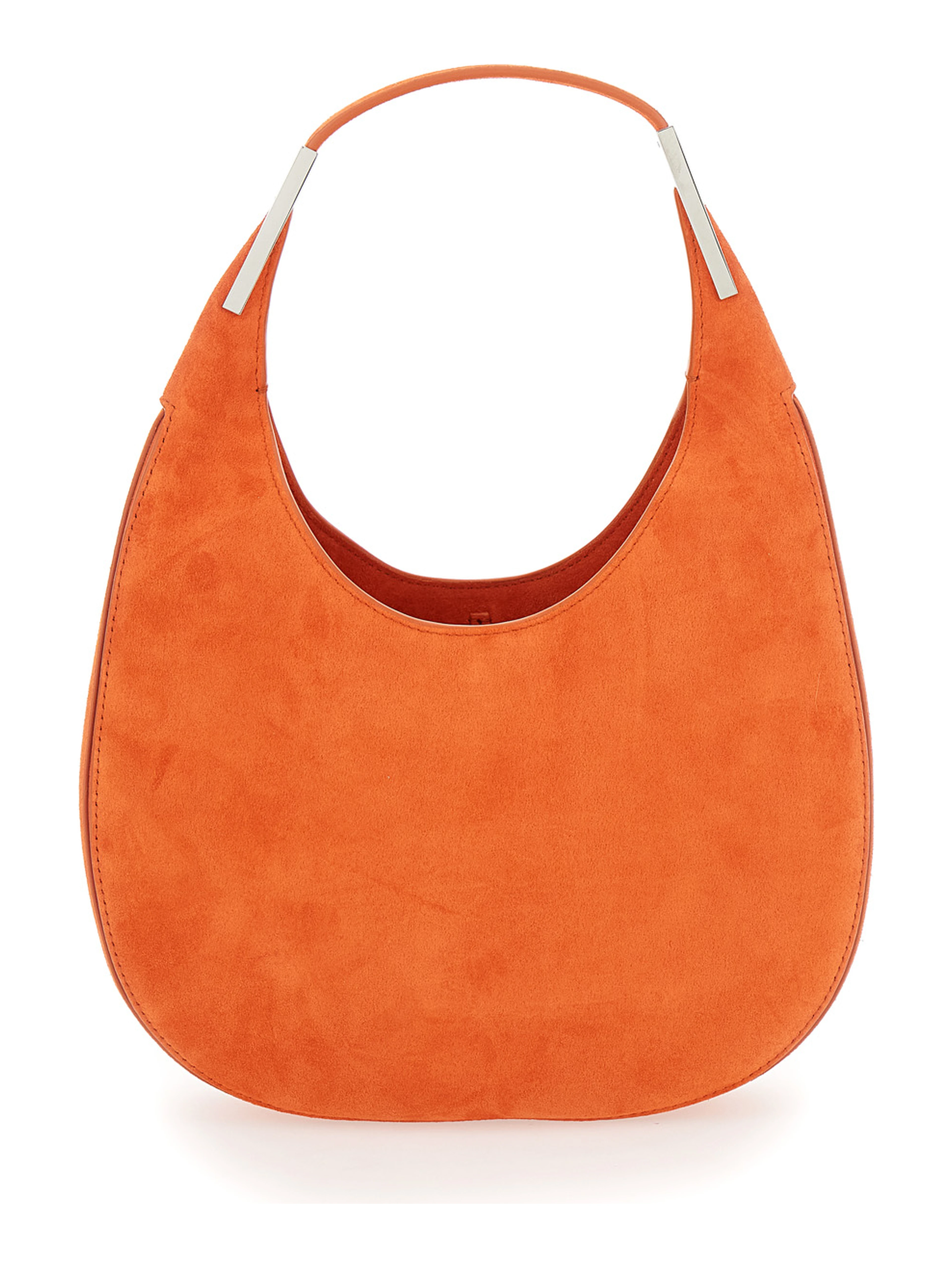 Florence Small Orange Shoulder Bag with Open Top in Suede Woman
