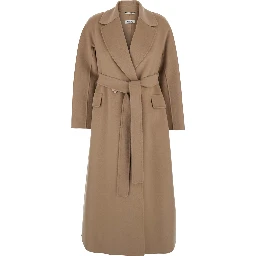 Enzo Beige Coat with Wide Notched Revers in Virgin Wool Woman