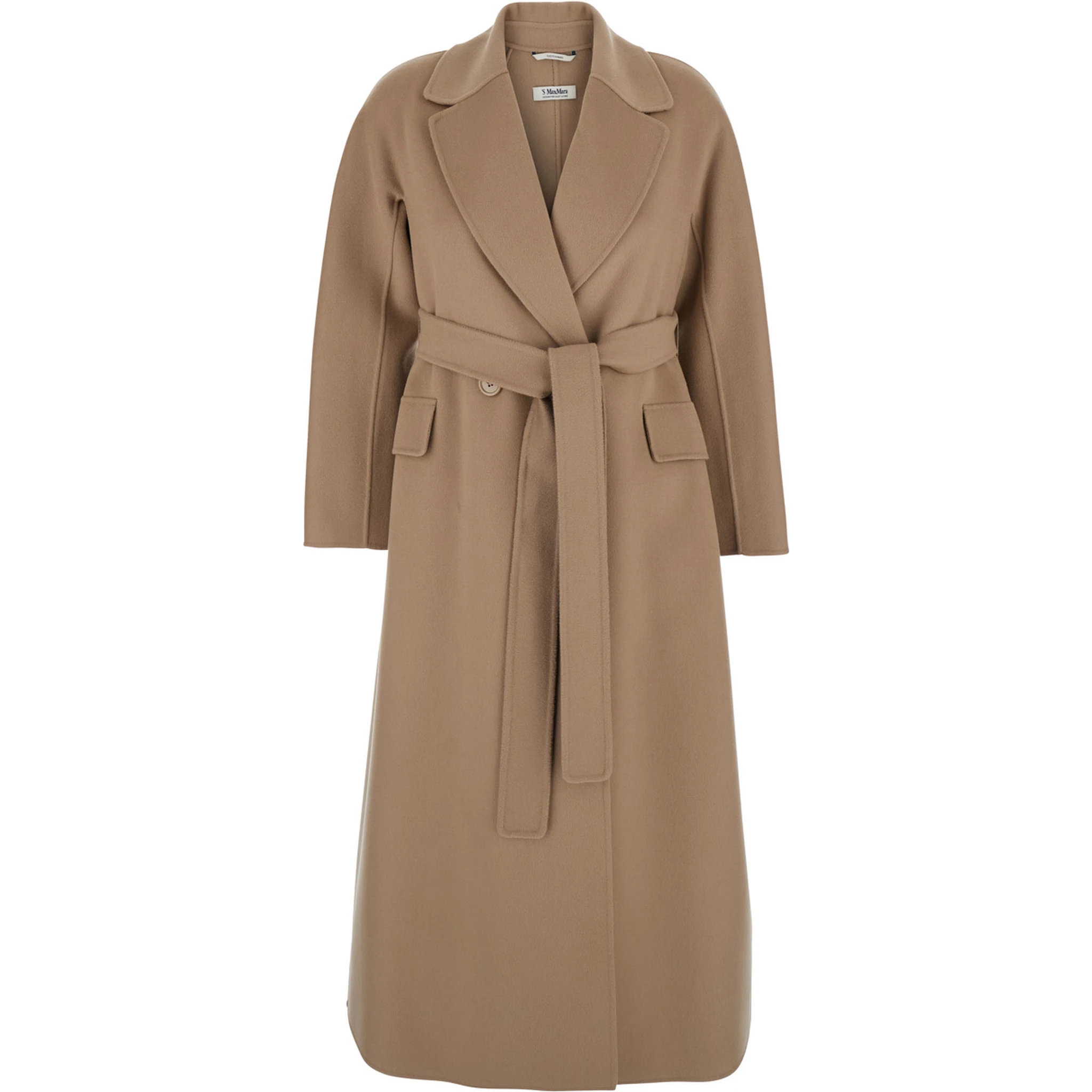 Enzo Beige Coat with Wide Notched Revers in Virgin Wool Woman