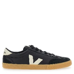 Volley Black Sneakers with Side Logo and Lettering Logo on the Heel in Organic Cotton Unisex