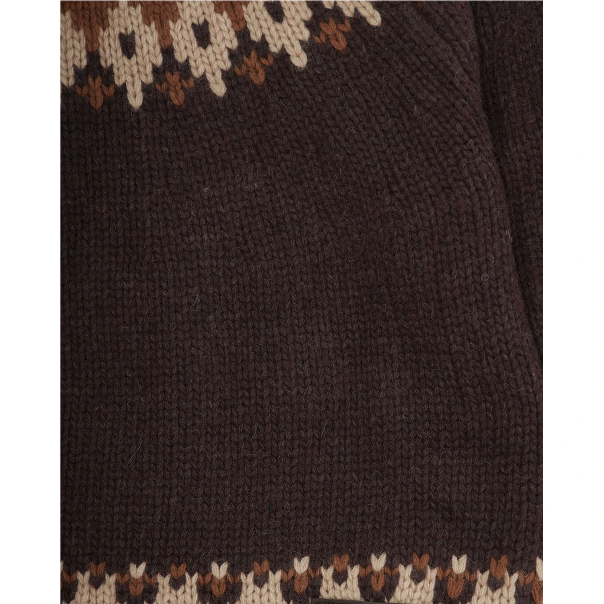 Brown Crew Neck Sweater with Geometric Motif in Wool Blend Boy